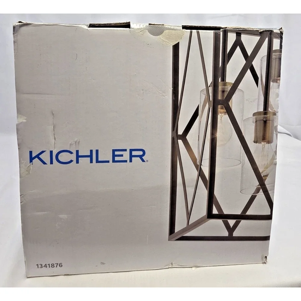 Kichler Solander 1341876 3 Light Pendant Olde Bronze Clear Glass Geometric NEW